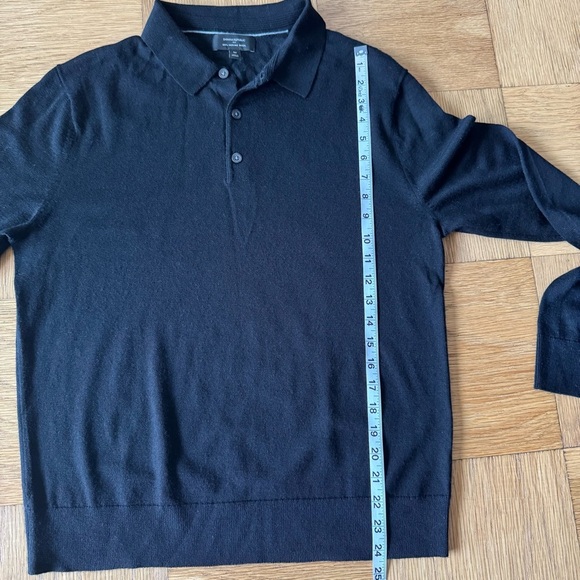 Banana Republic Mens Medium Black Merino Wool Sweater Long Sleeve Collared - Picture 5 of 5